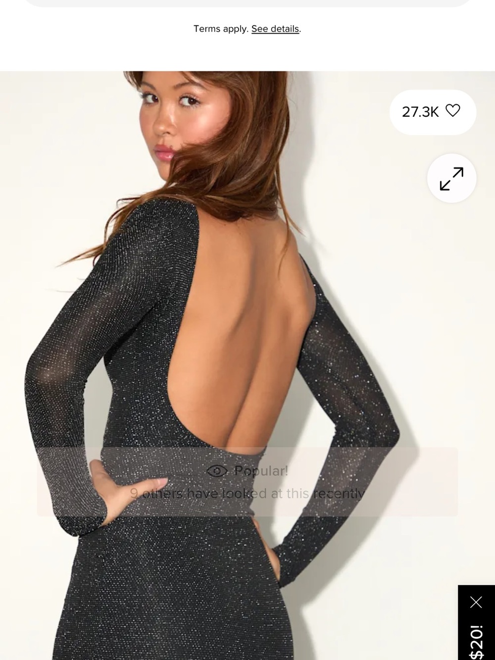Lulu's Black Sparkle Backless Long-Sleeve Dress